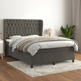 Posteľný rám boxspring s matracom tmavosivý 140x190 cm zamat 3129388