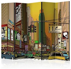 Paraván - Vibrant city - NY II [Room Dividers] Veľkosť: 225x172, Verzia: Akustický