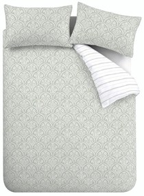 Bielo-zelené obliečky na jednolôžko z bavlneného perkálu 135x200 cm Scallop Floral – Bianca