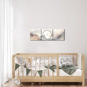 Obraz - Abstrakcia hôr s textúrou mramoru (s hodinami) (90x30 cm)