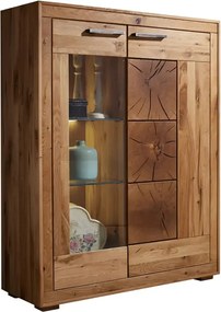 Drevený sekretár z masívu - kredenc s vitrínou vľavo, 104x40x135 cm