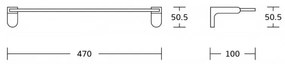 Sklenená polica MEXEN LEA 47 cm čiernobiela