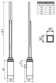 Sapho Sapho, ONE vykurovacia tyč s termostatom, 300 W, chróm, ONE-C-300
