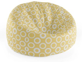 Sablio Sedací vak Cocoon Biele kruhy na žltej - 75 x 45 x 35 cm