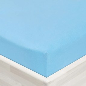 Jersey napínacie prestieradlo JR-017 Azúrovo modré 90 x 220 - výška 20 cm