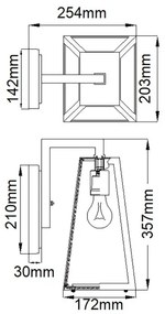 Kichler KL-DELISON-M-RZ - Vonkajšie nástenné svietidlo DELISON 1xE27/60W/230V IP44
