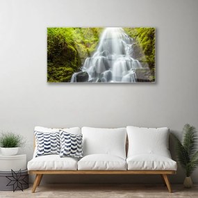 Obraz na skle Vodopád príroda 125x50 cm