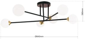 Orion DL 7-786/6 - Prisadený luster SNOWWHITE 6xG9/20W/230V pr. 84 cm čierna/zlatá