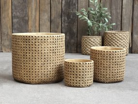 Hnedý obal na kvetináč s prúteným vzorom Corte - Ø 13,5*11,5cm