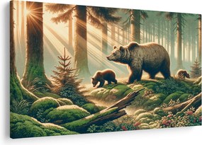 Obraz - Medvede v lese (90x60 cm)