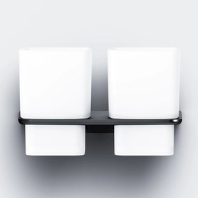 Sklenený pohár na zubné kefky AM.PM Inspire 2.0 AIB343422 nástenný, dvojitý, čierny