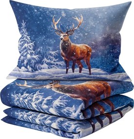 3D Bavlnené obliečky FROSTED DEER modré + obliečka na vankúšik 40x50 cm zdarma Rozmer obliečky: 70 x 90 cm | 140 x 200 cm