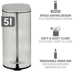 Pedálový odpadkový kôš z nehrdzavejúcej ocele v matne striebornej farbe 5 l Collungo – Wenko