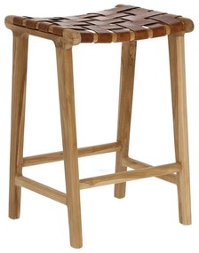 Barová stolička z imitácie kože v prírodnej farbe (výška sedadla 67 cm) Calixta – Kave Home