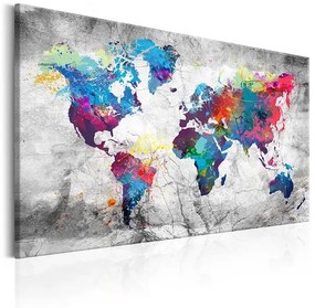 Obraz - World Map: Grey Style Veľkosť: 120x80, Verzia: Premium Print