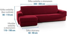 Super strečové poťahy NIAGARA bordó sedačka s otomanom vľavo (š. 200 - 300 cm)
