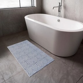 Kúpeľňová penová rohož / predložka PRO-082 Modré mozaikové kruhy - metráž šírka 65 cm