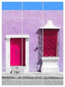 MANUFACTURER -  Súprava posuvnej záclony - Ružové fasádne ružové dvere -3 panely