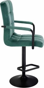 LuxuryForm DESIGN Barová stolička VERONA BLACK VELUR na čiernom tanieri - zelená