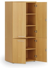 Kancelárska policová skriňa PRIMO WOOD, polené dvere, 800 x 500 x 1781 mm, buk