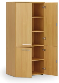 Kancelárska policová skriňa PRIMO WOOD, polené dvere, 800 x 500 x 1781 mm, buk