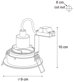 Sada 6 moderných zapustených bodových svetiel béžová GU10 50 mm otočné a naklápacie - Chuck