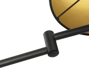 Nástenná lampa čierna s čiernym tienidlom a nastaviteľným ramenom - Ladas Deluxe