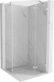 Mexen Lunar, päťuholníkový sprchový kút s pravým sklonom 90 x 90 cm, 8mm číre sklo, oceľový profil, 831-090P-090L-97-00-P