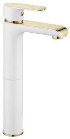 Rea Bloom - vysoká umývadlová batéria, biela-zlatá, REA-B9931