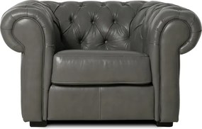Kožené kreslo CHESTERFIELD, sivá (Rimini)