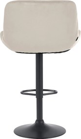 Barová stolička Solon - zamat, čierny rám - krémová