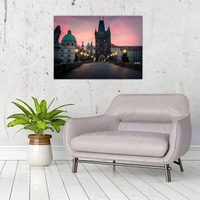Sklenený obraz - Na Karlovom moste (70x50 cm)