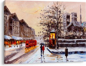 Obraz - Maľba zimného mesta (70x50 cm)