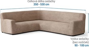 Bielastické poťahy MOSAICO béžové rohová sedačka (š. 350 - 530 cm)