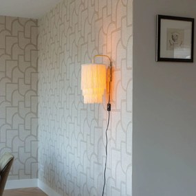 Orientálna nástenná lampa zlatá s krémovým tienidlom s strapcami - Franxa