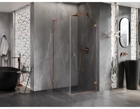 Mexen Lunar-B L výklopný sprchový kút pravý 70 x 70 cm, číre sklo, medená matná, 832L-070-070-65-00-P