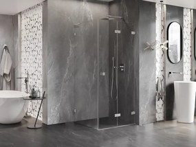 Mexen Lunar-F L, 1-krídlový sprchový kút so skladacími dverami, pravý, 80 x 80 cm, 8mm číre sklo, brúsená oceľ profil, 836L-080-080-97-00-P