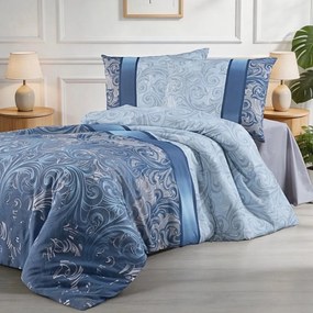 Obliečky bavlnené Charlote modrá TiaHome - 1x Vankúš 90x70cm, 1x Paplón 140x200cm