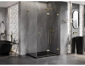 Mexen Lunar-F L, sprchový kút pravý skladací 100 x 80 cm, 8mm číre sklo, zlatý matný profil, 836L-100-080-55-00-P