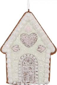 Závesná dekorácia zelená perníková chalúpka Frosted Ginger - 8*1*10 cm
