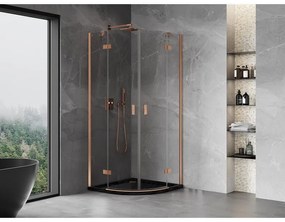 Mexen Mist, polkruhový výklopný sprchový kút 70 x 70 cm, číre sklo, medený matný profil, 8A33-070-070-65-00