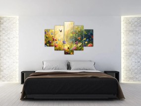 Obraz - Jarná kvetinová lúka, maľba (150x105 cm)