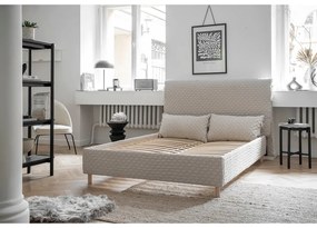 Béžová čalúnená dvojlôžková posteľ s roštom 160x200 cm Sleepy Luna – Miuform