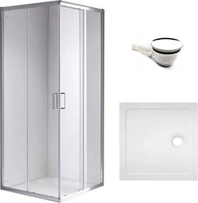 BPS-koupelny Štvorcový sprchový kút HYD-SK93C 100x100 chróm/transparent + vanička HYD-SSV-ST06A biela