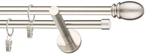 Dekorstudio Niklová dvojradová garniža OVAL 19mm Dĺžka: 140cm, Typ uchytenia: Držiak dvojitý modern, Typ príslušenstva: Krúžky tiché so štipcami