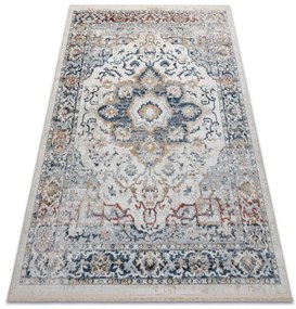 Koberec DISTIN 0834A tmavomodrá / modrá / žltá - ornament, vintage, strapce