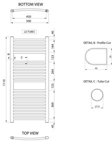 Aqualine Aqualine, ALYA vykurovacie teleso oblé 500x1110mm, chróm, LLC201