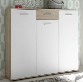 Komoda s policami/botník Manolo 136 cm, dub sonoma/biela