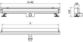 Mexen Flat nerezový sprchový žľab na stenu 60 cm vzor WALL, čierny, 1730060