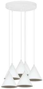 Závesné svietidlo Soho, 6x biele kovové tienidlo, o